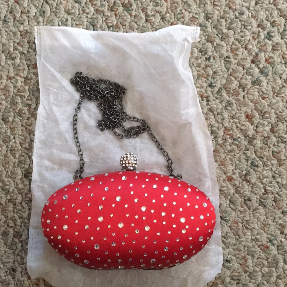 Red Evening Clutch with Strap